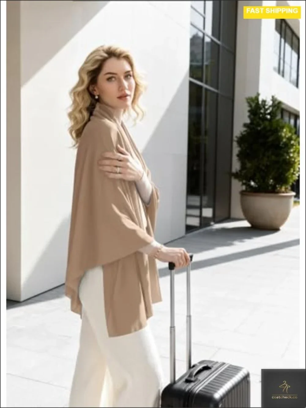 Wool Blend Travel Scarf Lightweight Breathable Wrap Pashmina Shawl